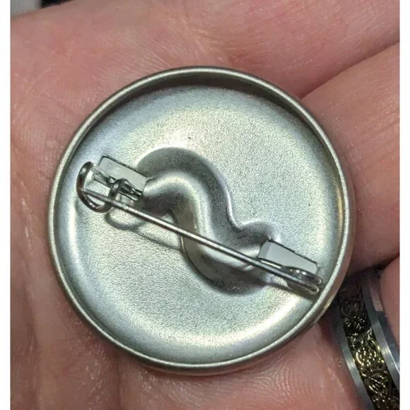 Casual Black Pin/Button With Cannabis Leaf Print - Picture 4 of 4